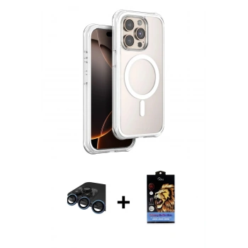 MARSİLYAN™- iPhone 15 Pro Max Kılıf Zirve Klasik Prime - Siyah Buffer Hayalet Cam Ekran Koruyucu + Raze Metal Kamera Lens - LT