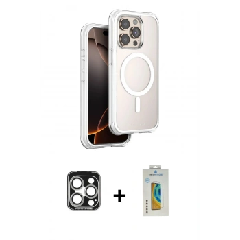 MARSİLYAN™- iPhone 15 Pro Max Kılıf Zirve Klasik Prime - Siyah Polymer Nano Ekran Koruyucu + PVD Metal Kamera Lens - GS