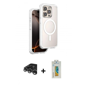 MARSİLYAN™- iPhone 15 Pro Max Kılıf Zirve Klasik Prime - Siyah Polymer Nano Ekran Koruyucu + Raze Metal Kamera Lens - GS