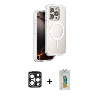 MARSİLYAN™- iPhone 15 Pro Max Kılıf Zirve Klasik Prime - Siyah Polymer Nano Ekran Koruyucu + PVD Metal Kamera Lens - LT