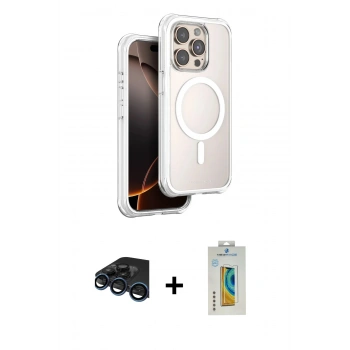 MARSİLYAN™- iPhone 15 Pro Max Kılıf Zirve Klasik Prime - Siyah Polymer Nano Ekran Koruyucu + Raze Metal Kamera Lens - LT