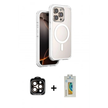 MARSİLYAN™- iPhone 15 Pro Max Kılıf Zirve Klasik Prime - Siyah Polymer Nano Ekran Koruyucu + PVD Metal Kamera Lens - TU