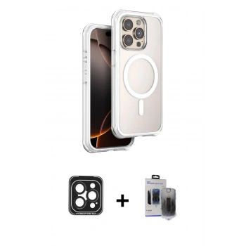 MARSİLYAN™- iPhone 15 Pro Max Kılıf Zirve Klasik Prime - Siyah Vanessa Magic Hayalet Cam + PVD Metal Kamera Lens - SH