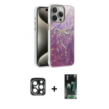 MARSİLYAN™- iPhone 15 Pro Max Kılıf Zirve Modern Prime - Şeffaf 360 Full Body Arka Koruyucu + PVD Metal Kamera Lens - LT