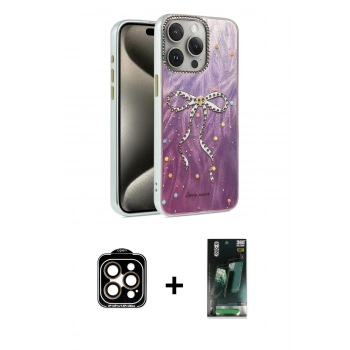 MARSİLYAN™- iPhone 15 Pro Max Kılıf Zirve Modern Prime - Şeffaf 360 Full Body Arka Koruyucu + PVD Metal Kamera Lens - TU