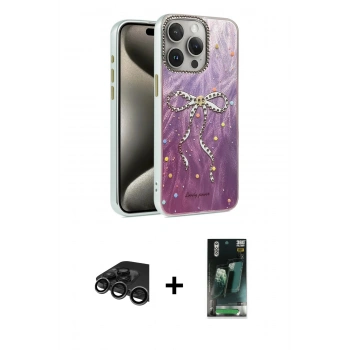 MARSİLYAN™- iPhone 15 Pro Max Kılıf Zirve Modern Prime - Şeffaf 360 Full Body Arka Koruyucu + Raze Metal Kamera Lens - TMGI