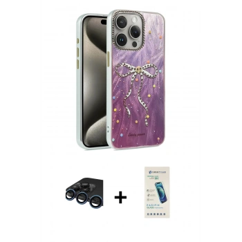 MARSİLYAN™- iPhone 15 Pro Max Kılıf Zirve Modern Prime - Şeffaf Pasifik Cam Ekran Koruyucu + Raze Metal Kamera Lens - LT