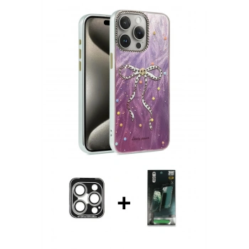 MARSİLYAN™- iPhone 15 Pro Max Kılıf Zirve Modern Prime - Siyah 360 Mat Full Body Arka Koruyucu + PVD Metal Kamera Lens - GS