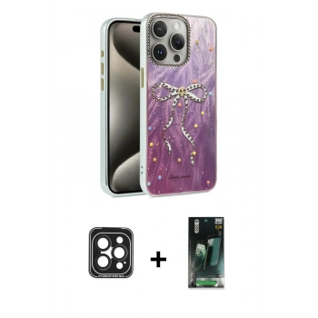 MARSİLYAN™- iPhone 15 Pro Max Kılıf Zirve Modern Prime - Siyah 360 Mat Full Body Arka Koruyucu + PVD Metal Kamera Lens - SH