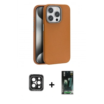 MARSİLYAN™- iPhone 15 Pro Max Kılıf Zirve Modern Prime - Siyah 360 Mat Full Body Arka Koruyucu + PVD Metal Kamera Lens - SH
