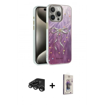 MARSİLYAN™- iPhone 15 Pro Max Kılıf Zirve Modern Prime - Siyah Bilvis 3D Cam Ekran Koruyucu + Raze Metal Kamera Lens - TMGI