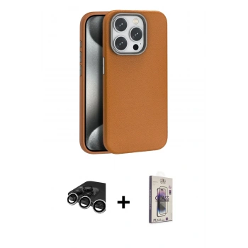 MARSİLYAN™- iPhone 15 Pro Max Kılıf Zirve Modern Prime - Siyah Bilvis 3D Cam Ekran Koruyucu + Raze Metal Kamera Lens - GS