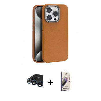 MARSİLYAN™- iPhone 15 Pro Max Kılıf Zirve Modern Prime - Siyah Bilvis 3D Mat Cam Ekran Koruyucu + Raze Metal Kamera Lens - LT