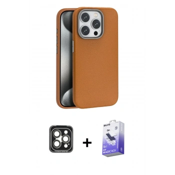 MARSİLYAN™- iPhone 15 Pro Max Kılıf Zirve Modern Prime - Siyah Bilvis 5in1 5D Magic Hayalet Cam Ekran Koruyucu + PVD Metal Kamera Lens - GI