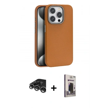 MARSİLYAN™- iPhone 15 Pro Max Kılıf Zirve Modern Prime - Siyah Bilvis Hayalet Cam Ekran Koruyucu + Raze Metal Kamera Lens - GS