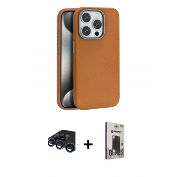MARSİLYAN™- iPhone 15 Pro Max Kılıf Zirve Modern Prime - Siyah Bilvis Hayalet Cam Ekran Koruyucu + Raze Metal Kamera Lens - LT