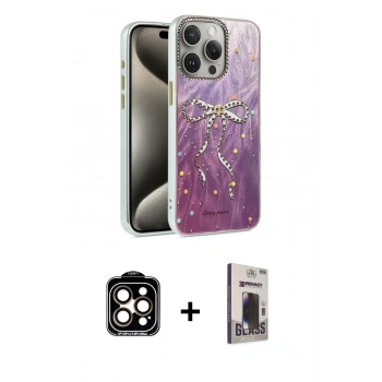 MARSİLYAN™- iPhone 15 Pro Max Kılıf Zirve Modern Prime - Siyah Bilvis Hayalet Cam Ekran Koruyucu + PVD Metal Kamera Lens - TU