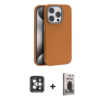 MARSİLYAN™- iPhone 15 Pro Max Kılıf Zirve Modern Prime - Siyah Bilvis Hayalet Cam Ekran Koruyucu + PVD Metal Kamera Lens - GI