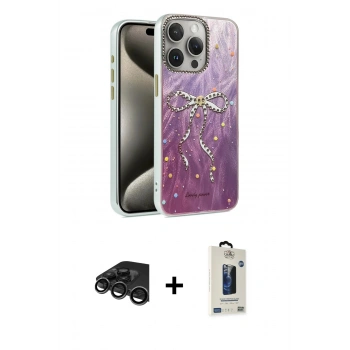 MARSİLYAN™- iPhone 15 Pro Max Kılıf Zirve Modern Prime - Siyah Bilvis Hayalet Cam Ekran Koruyucu + Raze Metal Kamera Lens - TMGI