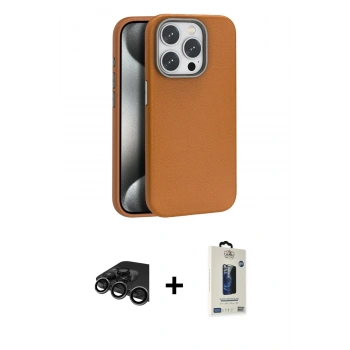 MARSİLYAN™- iPhone 15 Pro Max Kılıf Zirve Modern Prime - Siyah Bilvis Hayalet Cam Ekran Koruyucu + Raze Metal Kamera Lens - TMGI