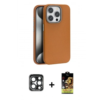 MARSİLYAN™- iPhone 15 Pro Max Kılıf Zirve Modern Prime - Siyah Buffer Cam Ekran Koruyucu + PVD Metal Kamera Lens - LT