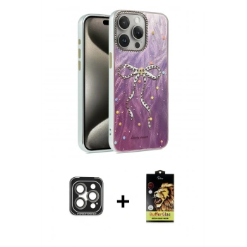 MARSİLYAN™- iPhone 15 Pro Max Kılıf Zirve Modern Prime - Siyah Buffer Cam Ekran Koruyucu + PVD Metal Kamera Lens - GI