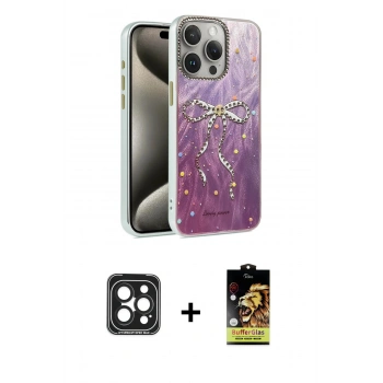MARSİLYAN™- iPhone 15 Pro Max Kılıf Zirve Modern Prime - Siyah Buffer Cam Ekran Koruyucu + PVD Metal Kamera Lens - SH