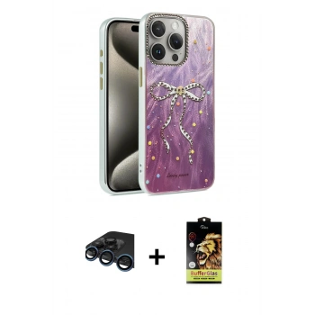 MARSİLYAN™- iPhone 15 Pro Max Kılıf Zirve Modern Prime - Siyah Buffer Cam Ekran Koruyucu + Raze Metal Kamera Lens - LT