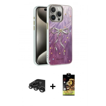 MARSİLYAN™- iPhone 15 Pro Max Kılıf Zirve Modern Prime - Siyah Buffer Cam Ekran Koruyucu + Raze Metal Kamera Lens - TMGI