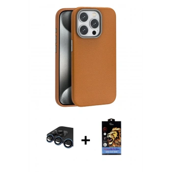 MARSİLYAN™- iPhone 15 Pro Max Kılıf Zirve Modern Prime - Siyah Buffer Hayalet Cam Ekran Koruyucu + Raze Metal Kamera Lens - LT