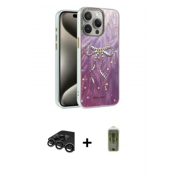MARSİLYAN™- iPhone 15 Pro Max Kılıf Zirve Modern Prime - Siyah Joko Magic 5D Hayalet Cam + Raze Metal Kamera Lens - TMGI