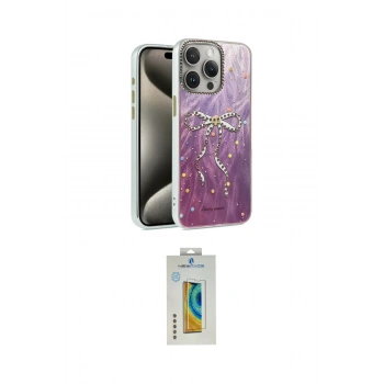 MARSİLYAN™- iPhone 15 Pro Max Kılıf Zirve Modern Prime - Siyah Polymer Nano Ekran Koruyucu