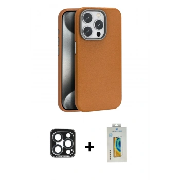 MARSİLYAN™- iPhone 15 Pro Max Kılıf Zirve Modern Prime - Siyah Polymer Nano Ekran Koruyucu + PVD Metal Kamera Lens - LT