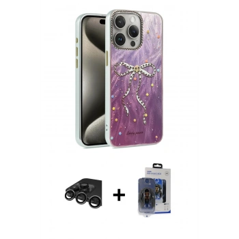 MARSİLYAN™- iPhone 15 Pro Max Kılıf Zirve Modern Prime - Siyah Vanessa Magic Cam + Raze Metal Kamera Lens - TMGI