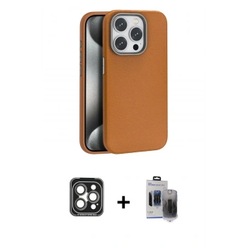 MARSİLYAN™- iPhone 15 Pro Max Kılıf Zirve Modern Prime - Siyah Vanessa Magic Hayalet Cam + PVD Metal Kamera Lens - GI