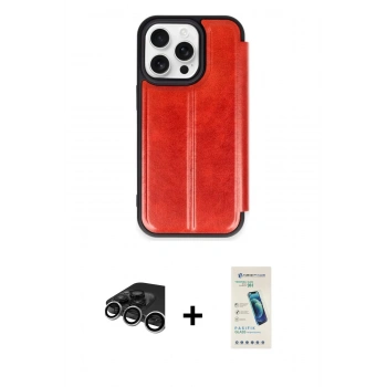 MARSİLYAN™- iPhone 15 Pro Max Kılıf Zirve Yansıma Serisi - Şeffaf Pasifik Cam Ekran Koruyucu + Raze Metal Kamera Lens - GS