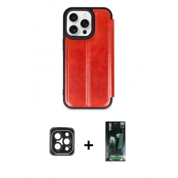 MARSİLYAN™- iPhone 15 Pro Max Kılıf Zirve Yansıma Serisi - Siyah 360 Mat Full Body Arka Koruyucu + PVD Metal Kamera Lens - SH