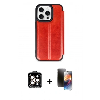 MARSİLYAN™- iPhone 15 Pro Max Kılıf Zirve Yansıma Serisi - Siyah 3D Antistatik Mat Seramik Nano Ekran Koruyucu + PVD Metal Kamera Lens - TU