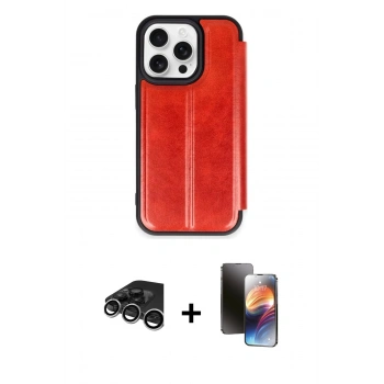 MARSİLYAN™- iPhone 15 Pro Max Kılıf Zirve Yansıma Serisi - Siyah 3D Antistatik Mat Seramik Nano Ekran Koruyucu + Raze Metal Kamera Lens - GS