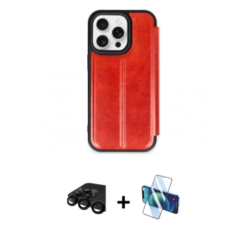 MARSİLYAN™- iPhone 15 Pro Max Kılıf Zirve Yansıma Serisi - Siyah 3D Antistatik Seramik Nano Ekran Koruyucu + Raze Metal Kamera Lens - SH