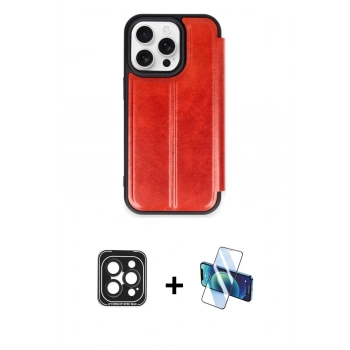 MARSİLYAN™- iPhone 15 Pro Max Kılıf Zirve Yansıma Serisi - Siyah 3D Antistatik Seramik Nano Ekran Koruyucu + PVD Metal Kamera Lens - SH