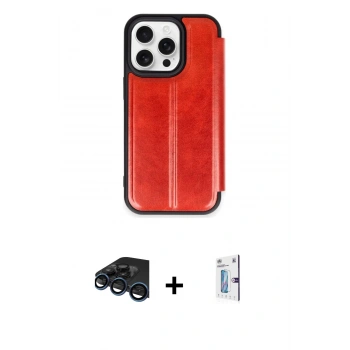 MARSİLYAN™- iPhone 15 Pro Max Kılıf Zirve Yansıma Serisi - Siyah Bilvis 0.18mm Plus Cam Ekran Koruyucu + Raze Metal Kamera Lens - LT
