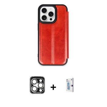 MARSİLYAN™- iPhone 15 Pro Max Kılıf Zirve Yansıma Serisi - Siyah Bilvis 0.18mm Plus Cam Ekran Koruyucu + PVD Metal Kamera Lens - GS