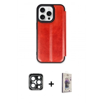 MARSİLYAN™- iPhone 15 Pro Max Kılıf Zirve Yansıma Serisi - Siyah Bilvis 3D Cam Ekran Koruyucu + PVD Metal Kamera Lens - LT