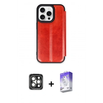 MARSİLYAN™- iPhone 15 Pro Max Kılıf Zirve Yansıma Serisi - Siyah Bilvis 5in1 3D Magic Cam Ekran Koruyucu + PVD Metal Kamera Lens - GI