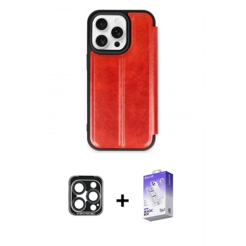 MARSİLYAN™- iPhone 15 Pro Max Kılıf Zirve Yansıma Serisi - Siyah Bilvis 5in1 3D Magic Cam Ekran Koruyucu + PVD Metal Kamera Lens - LT