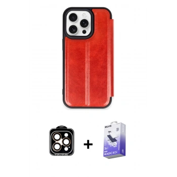 MARSİLYAN™- iPhone 15 Pro Max Kılıf Zirve Yansıma Serisi - Siyah Bilvis 5in1 5D Magic Hayalet Cam Ekran Koruyucu + PVD Metal Kamera Lens - TU