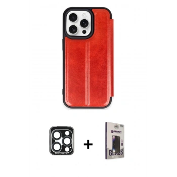 MARSİLYAN™- iPhone 15 Pro Max Kılıf Zirve Yansıma Serisi - Siyah Bilvis Hayalet Cam Ekran Koruyucu + PVD Metal Kamera Lens - LT