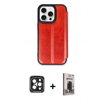 MARSİLYAN™- iPhone 15 Pro Max Kılıf Zirve Yansıma Serisi - Siyah Bilvis Hayalet Cam Ekran Koruyucu + PVD Metal Kamera Lens - SH