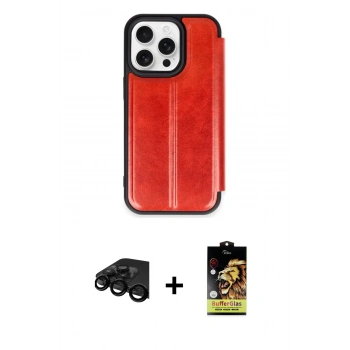 MARSİLYAN™- iPhone 15 Pro Max Kılıf Zirve Yansıma Serisi - Siyah Buffer Cam Ekran Koruyucu + Raze Metal Kamera Lens - SH
